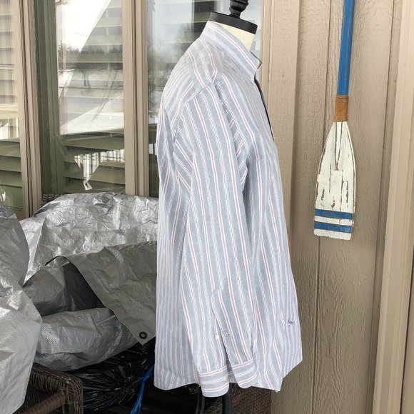 POLO Ralph Lauren Vintage Men's Green Striped OCBD - Size 16/34 - Picture 5 of 11